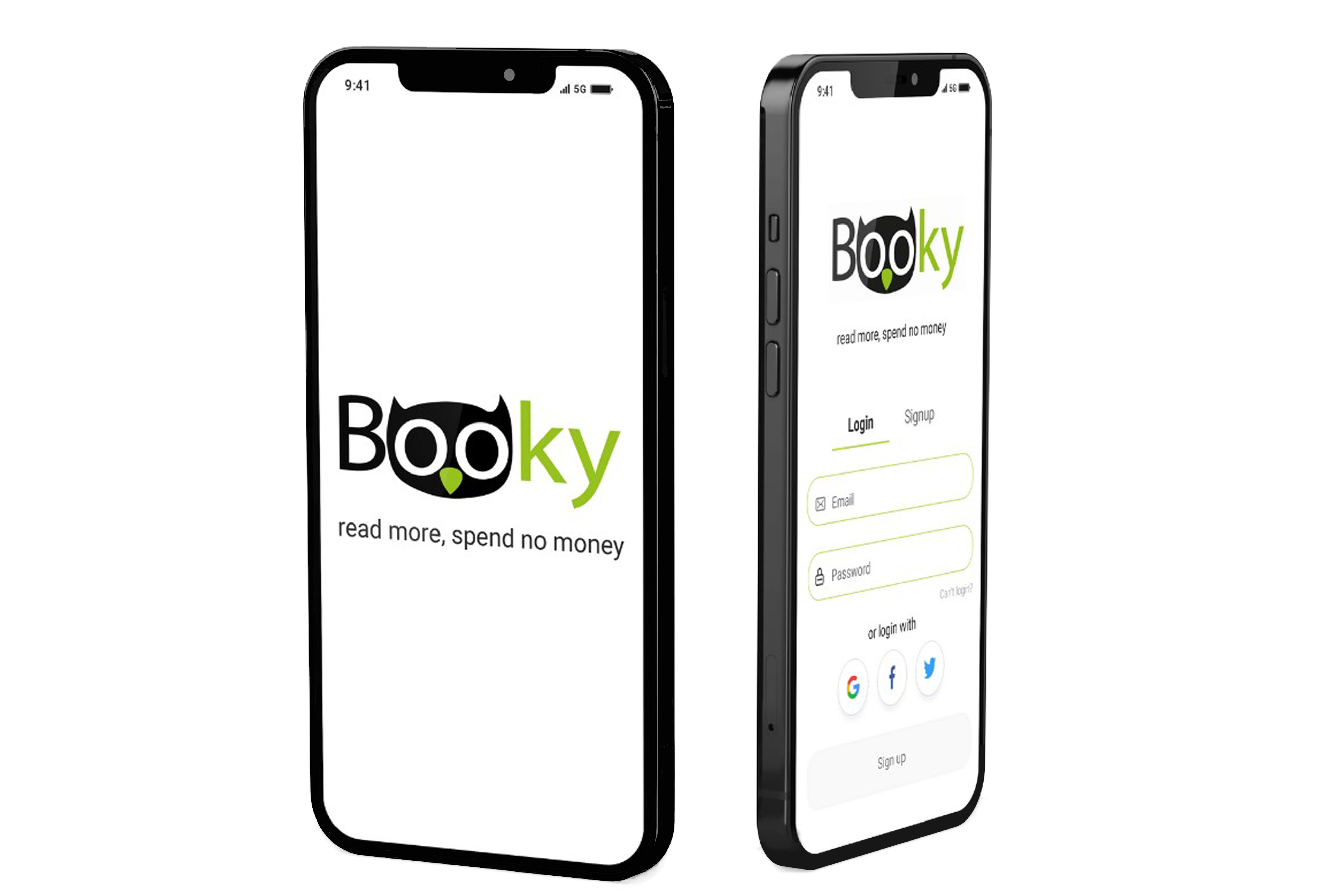 mockup of the app BOOKY