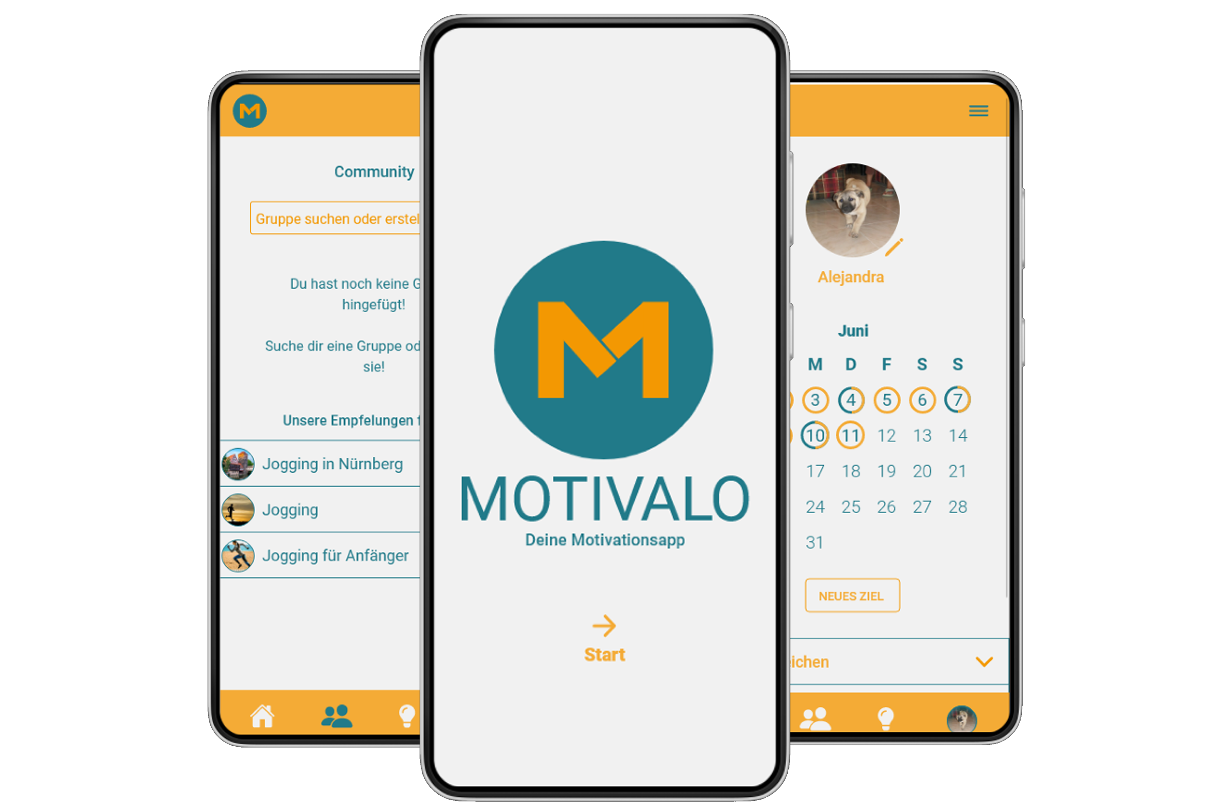 Screenshots of app MOTIVALO