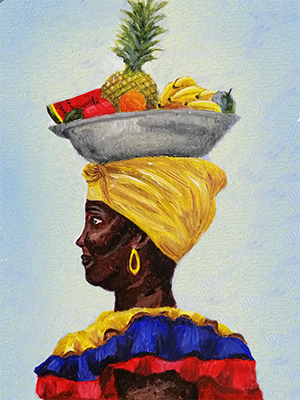 Woman palenquera with fruit on head