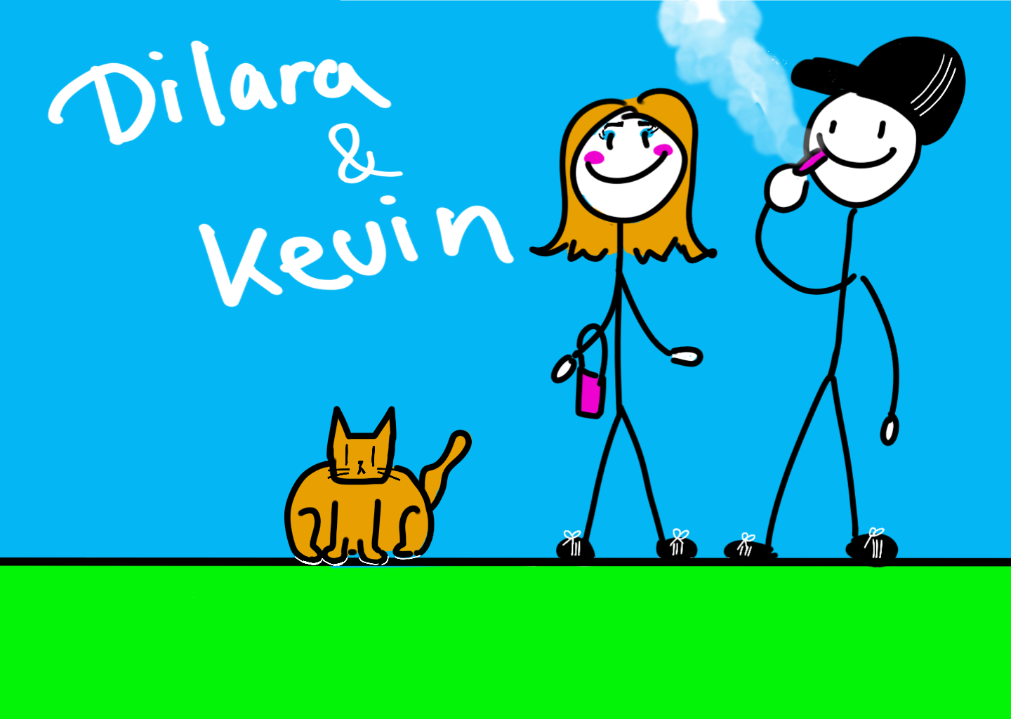 Startbild mit Kevin, Dilara und der fetten Katze